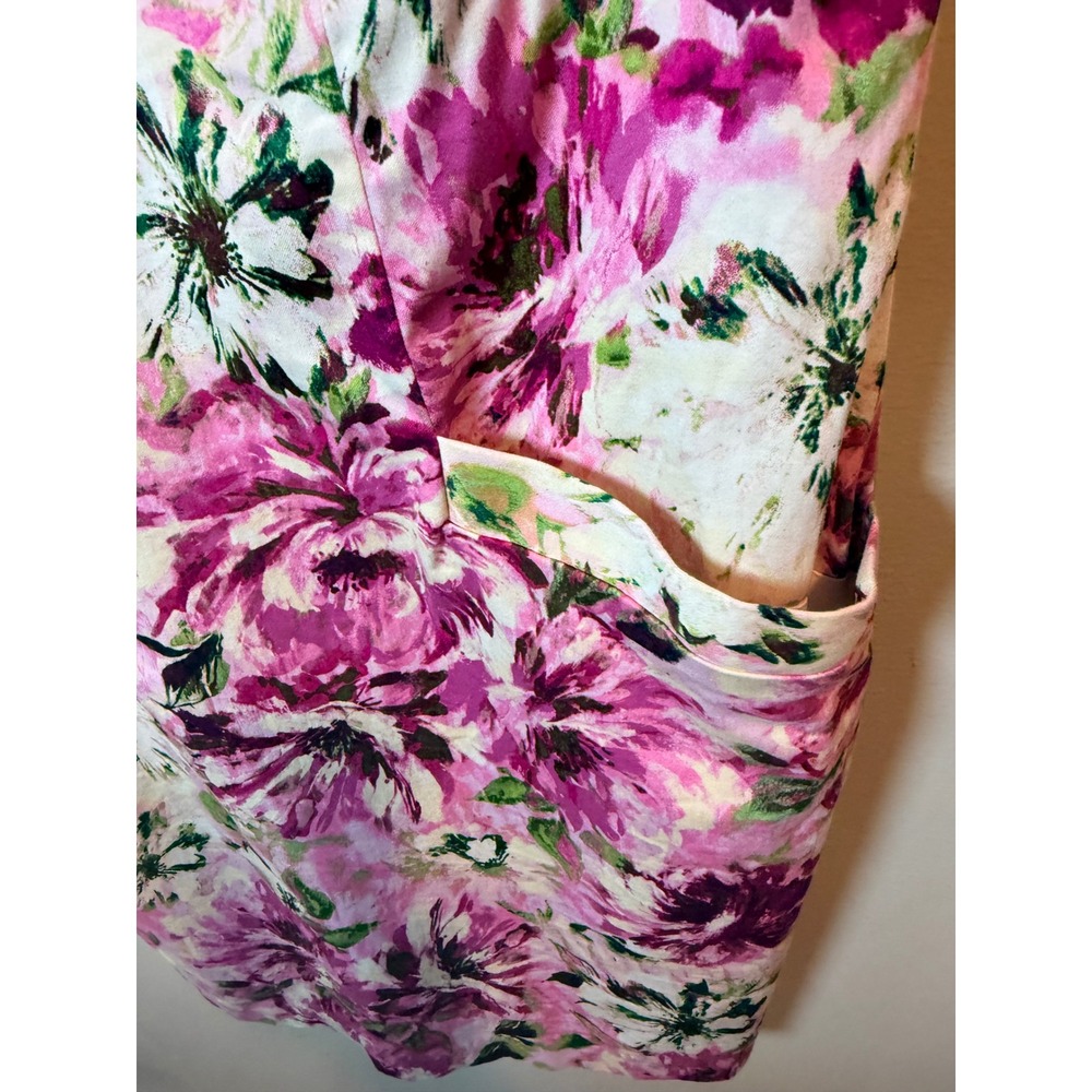 Rabbit Rabbit Rabbit Petite Floral Ruffle V-Neck Sheath Dress Pink Purple 14P - Picture 5 of 8